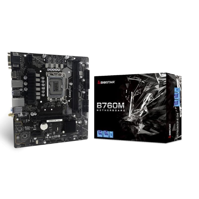 Biostar b760mx2-e d4 scheda madre intel b760 lga1700 micro atx 2xddr4 vga hdmi dvi pcie 4xsata m.2 matx