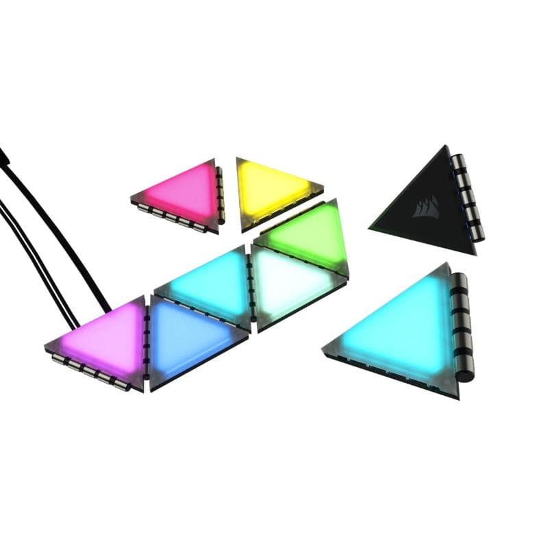 Corsair icue lc100 kit aggiuntivo luci smart triangolari di 9 mini pannelli a triangolo per case