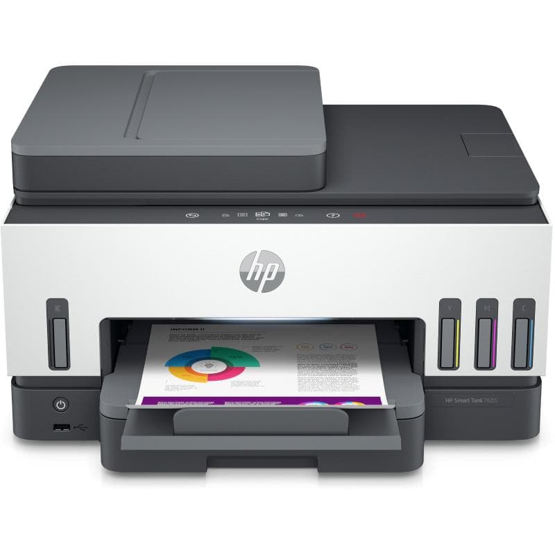 Hp smart tank 7605 stampante multifunzione a4 serbatoio inchiostro alto volume con stampa fronte retro scansione copia fax wi-fi grigia