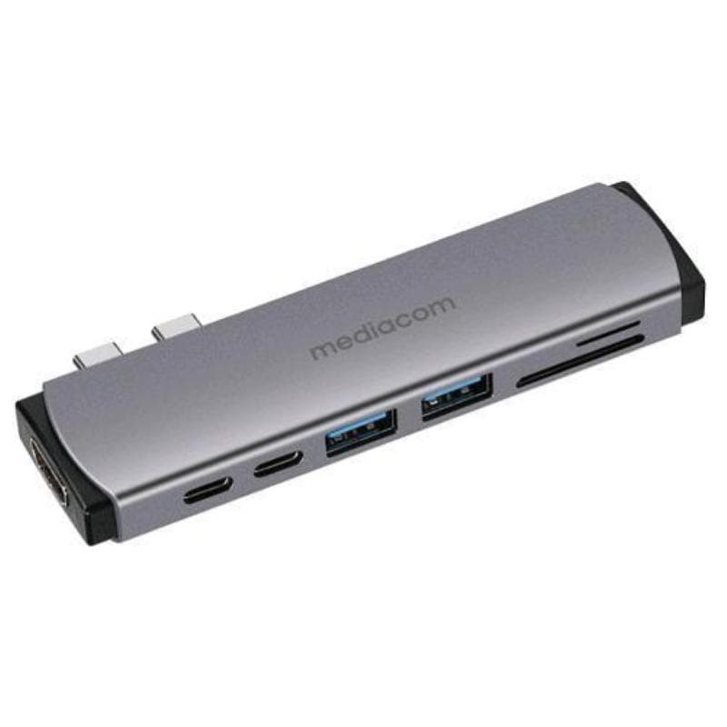 Mediacom md-m201 docking station 2 x usb-a 3.1 - 1 x usb-c con alimentazione - 1 x hdmi 19 pin 3840 x 2160 30hz - 1 x sdxc memory card - 1 x microsd in alluminio