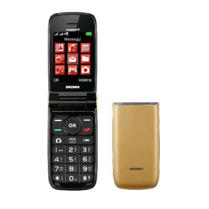 Brondi magnum 4 dual sim 2.8 clamshell fotocamera bluetooth radio fm italia gold