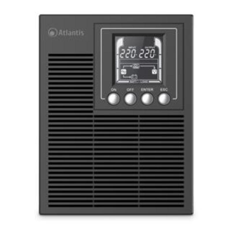 Atlantis a03-op1002xln ups online 88% piu` silenzioso gruppo di continuita` server doppia conversione onda sinusoidale pura 1000va 700w, ventola low noise gelid 23,6 dba,usb,2 schuko + 1 iec, 2x12v-9ah