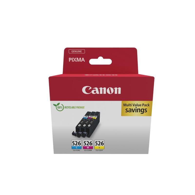 Canon cli-526 multipack 3 confezioni 9 ml giallo ciano magenta per pixma ip4850, ip4950, ix6550, mg5150, mg5250, mg5350, mg6150, mg6250, mx895