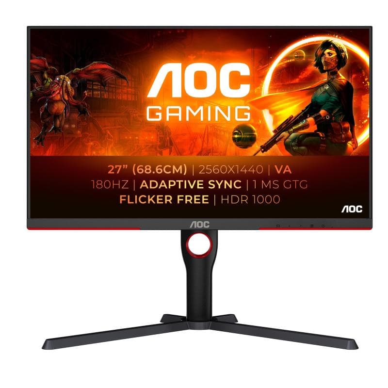 Aoc g3 27 led va 2k ultra hd hdr formato 16:9 contrasto 4.000:1 2xhdmi 1xdisplay port black