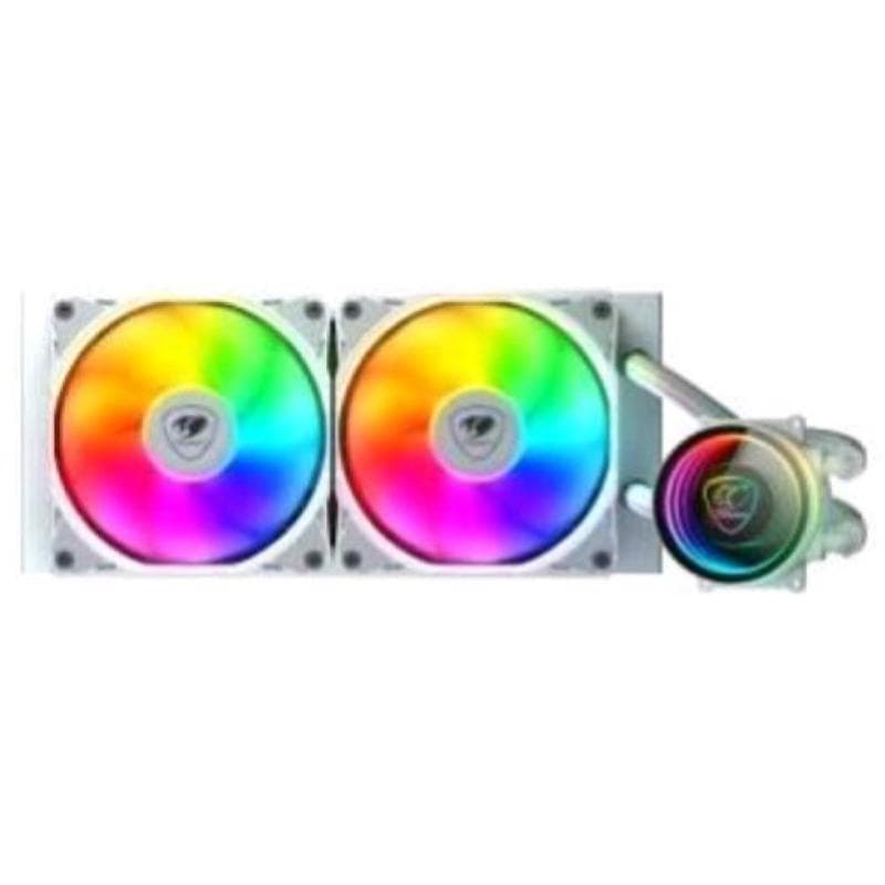 Cougar elite poseidon 240 argb dissipatore a liquido per cpu radiatore in alluminio base in rame 240mm 2 ventole 120mm illuminazione led rgb white