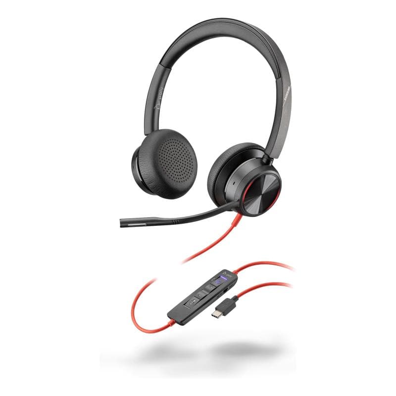 Hp poly bw 8225 stereo -m usb-c hs +usb-c/a cuffie stereo con microfono cancellazione del rumore attiva usb-a/c certificate microsoft teams