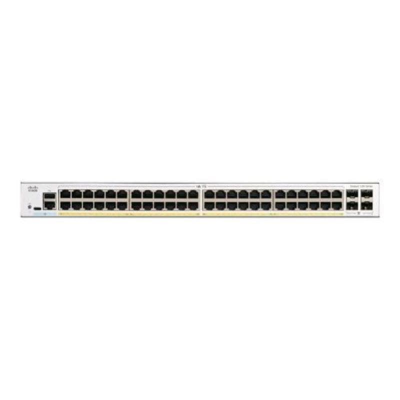 Cisco catalyst 1200-48p-4g switch gestito l3 - 48 x 10/100/1000 (poe+) + 4 x gigabit sfp - poe+ (375 w) montabile su rack bianco