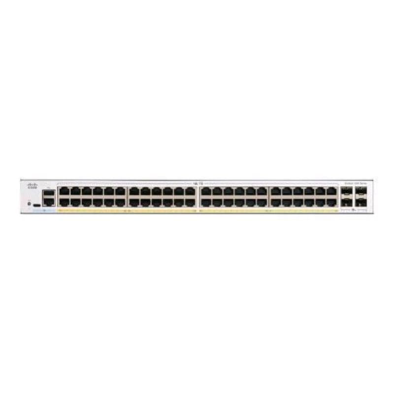 Cisco catalyst 1200-48p-4x switch gestito l3 - 48 x 10/100/1000 (poe+) + 4 x 10 gigabit sfp+ - poe+ (375 w) montabile su rack bianco