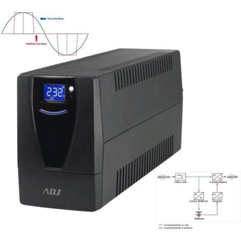 Adj 650-02102 ups 2,1 kva desktop line interactive 6 x iec + rj11/45 dsiaply lcd csb nero