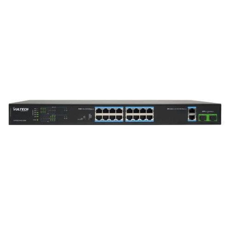 Vultech vs-poe2164ge-200w switch non gestito poe+ 16 porte 10/100 fe + 2 porte + 2 porte uplink 10/100/1000 ge + 2 porte uplink