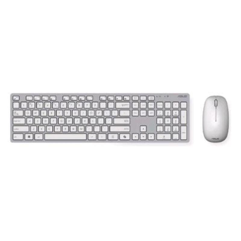 Asus w5000 kit tastiera wireless ultrasilent 13 tasti dedicati tasto copilot layou it + ottico wireless 16.000 dpi argento bianco
