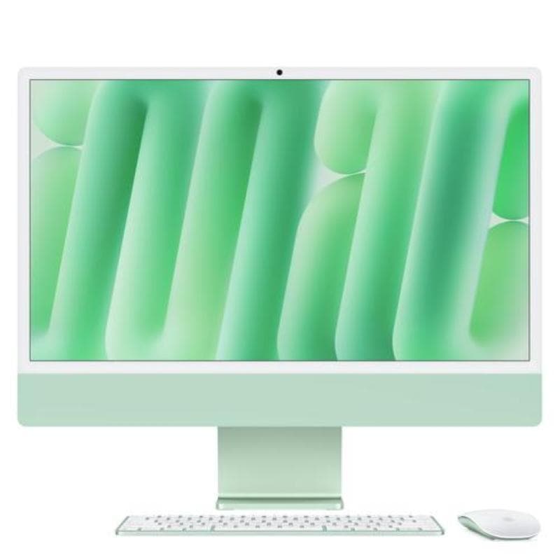 Apple imac 2024 24 retina display 4.5k all in one 23.5 chip apple m4 cpu 8-core gpu 8 core ram 16gb ssd 256gb wi-fi 6e-gigabit lan italia verde