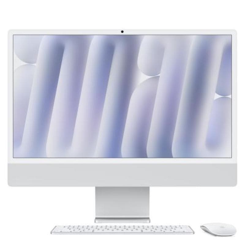 Apple imac 2024 24 retina display 4.5k vetro nano texture 23.5 chip apple m4 cpu 10-core gpu 10 core ram 16gb ssd 256gb wi-fi 6e-gigabit lan italia argento