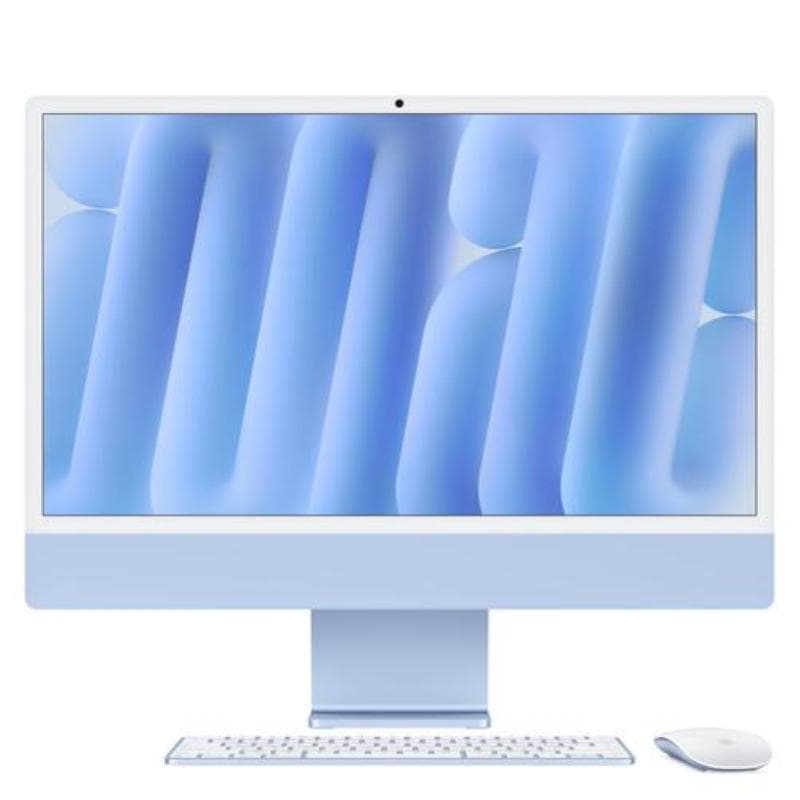 Apple imac 2024 24 retina display 4.5k all in one 23.5 chip apple m4 cpu 8-core gpu 8 core ram 16gb ssd 256gb wi-fi 6e-gigabit lan italia blu