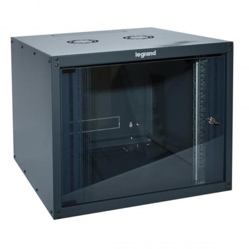 Armadio box da parete legrand 12u 625x600x600 porta in vetro ral 7016