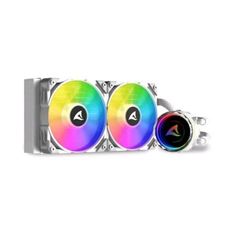 Sharkoon s80 argb dissipatore a liquido all-in -one per cpu intel amd 2xventole pwm rgb radiatore da 240mm bianco