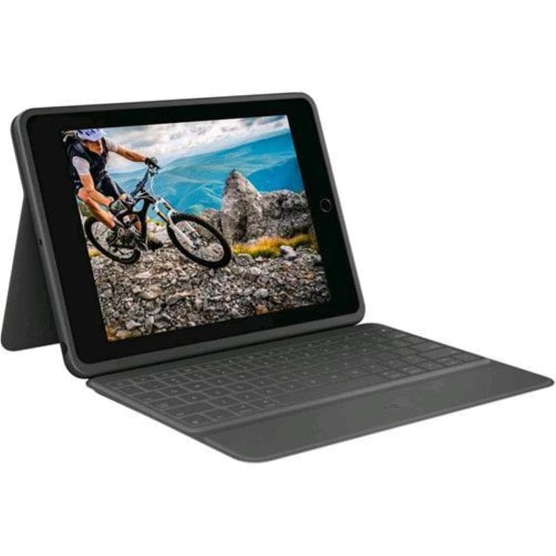 Logitech rugged folio ipad (7a generazione) custodia con tastiera protettiva con smart connector e tastiera resistente agli schizzi colore graphite