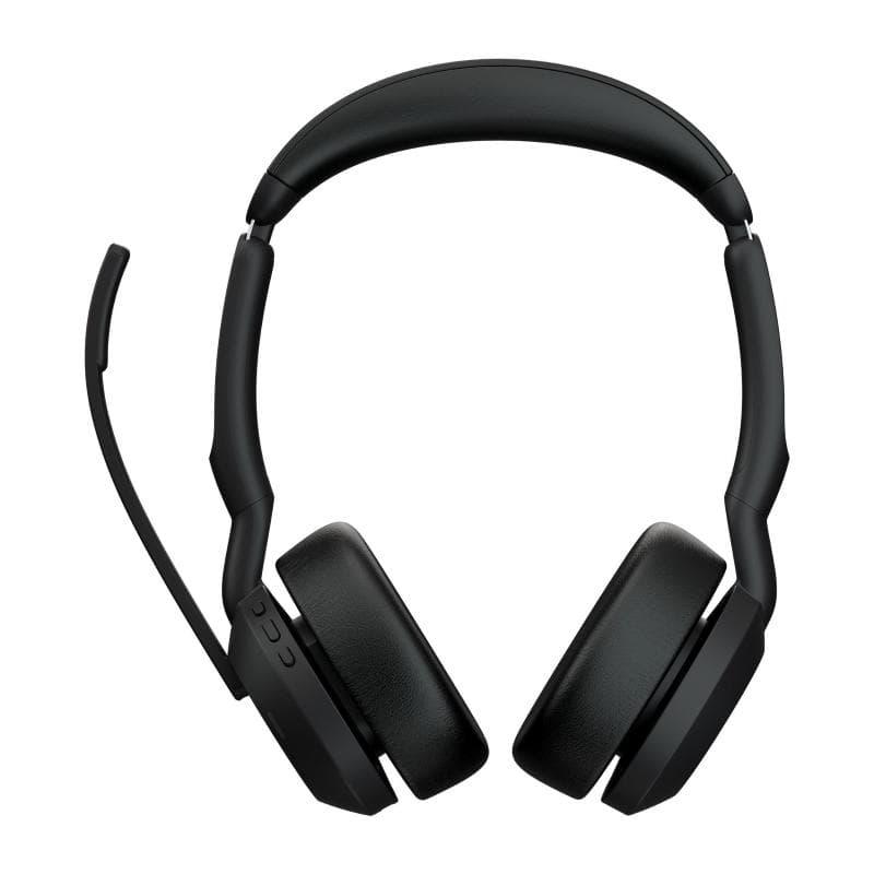 Jabra evolve2 55 duo ms link380 cuffie stereo con micofono wireless bluetooth a padiglione cancelazione attiva del rumore con base di ricarica usb-a black