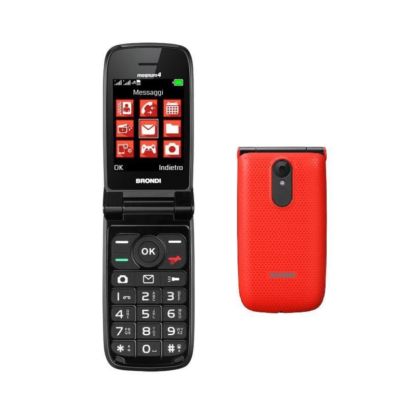 Brondi magnum 4 dual sim 2.8 clamshell fotocamera bluetooth radio fm italia rosso