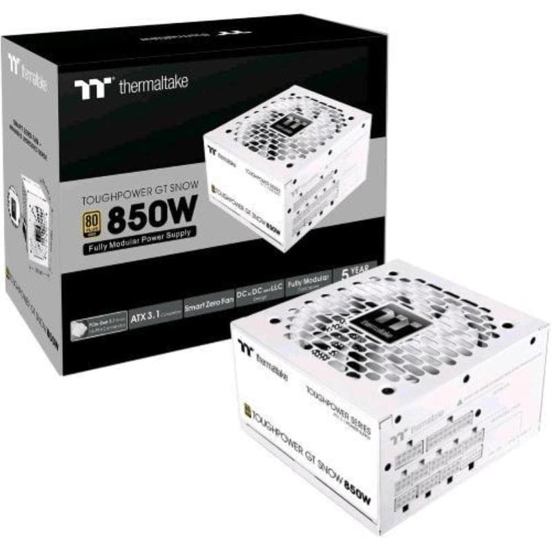 Thermaltake toughpower gt 850 alimentatore 850 w 80+ gold completamente modulare atx 3.1 snow white