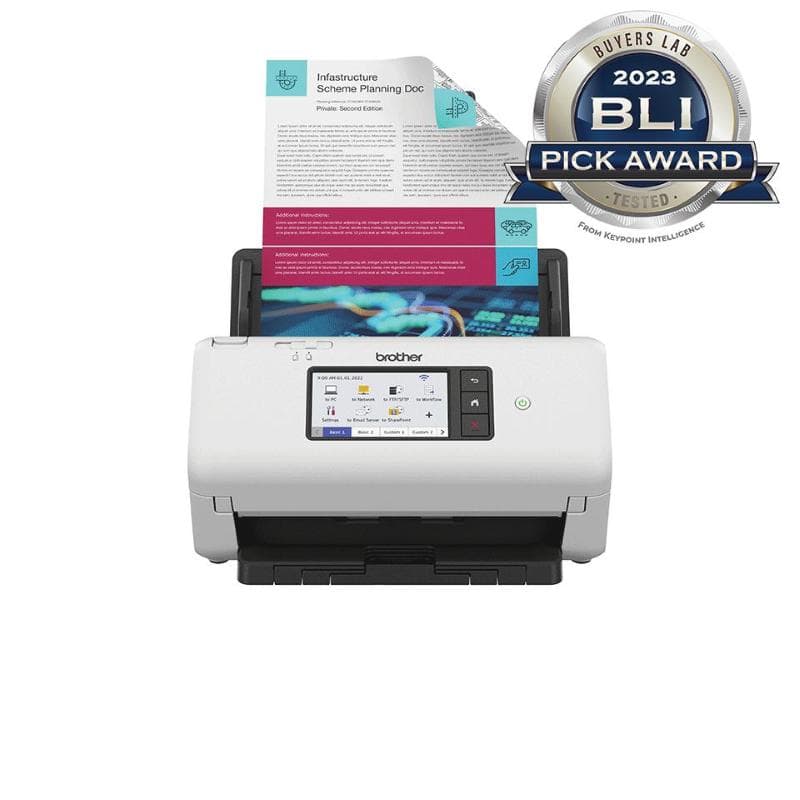 Scanner brother ads-4700w documentale (dual cis) a4 caric dallalto 40ppm/80ipm 600x600dpi adf80fg usb lan wifi touch fino:31/03