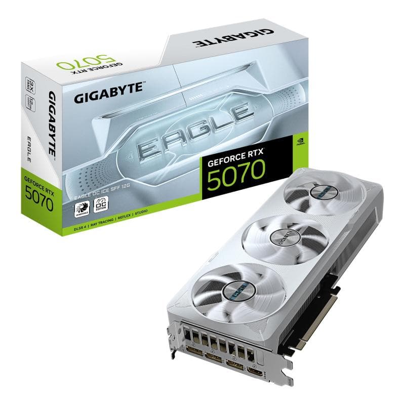 Gigabyte geforce rtx 5070 eagle oc ice sff 12gb gddr7 dlss4 triple fan pci express x16 5.0 - 1 x hdmi 3 x displayport
