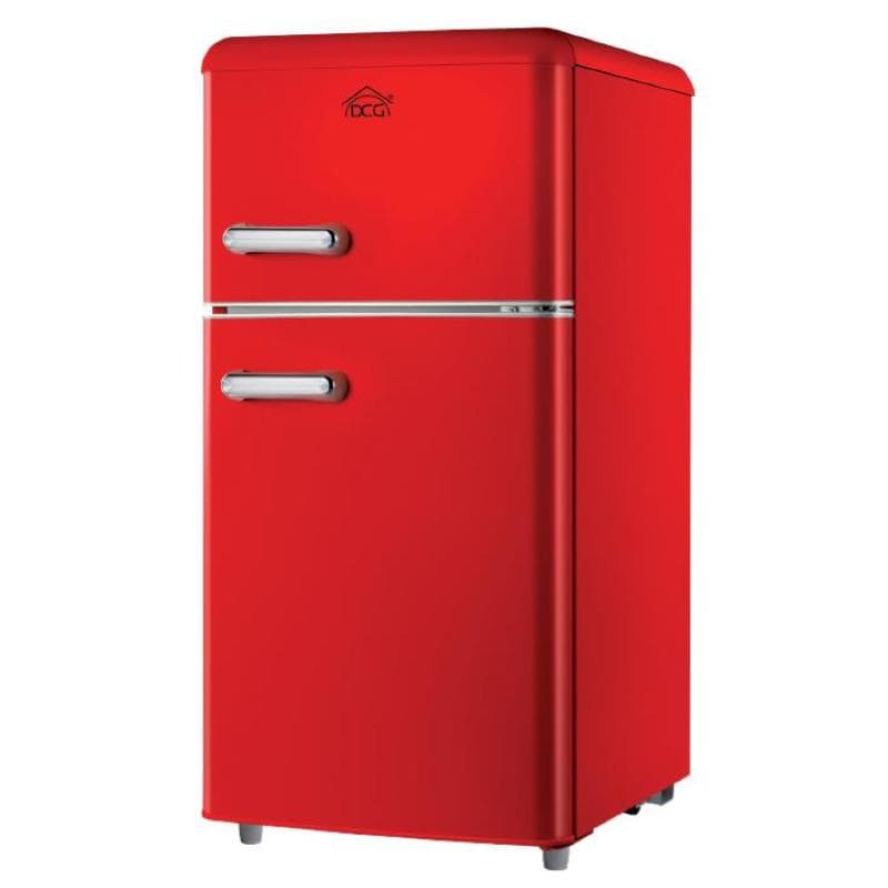 Dcg frigo doppia porta linea retro` 100lt e rosso mf100rcdp