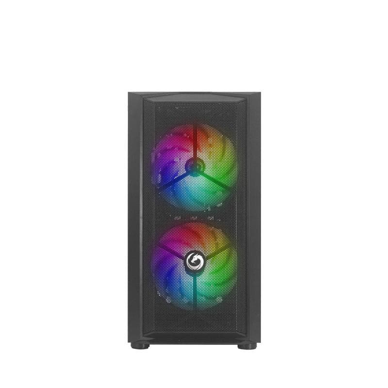 Nuwo micro case atx blitz r26 0.5mm spcc usb3.0/2.0 3 fan 12cm argb rainbow front mesh side glass ne