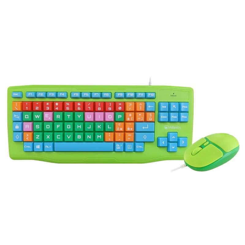 Atlantis edu kids tastiera usb + mouse usb e13-k606-it prodotto adatto a bambini e persone ipovedenti