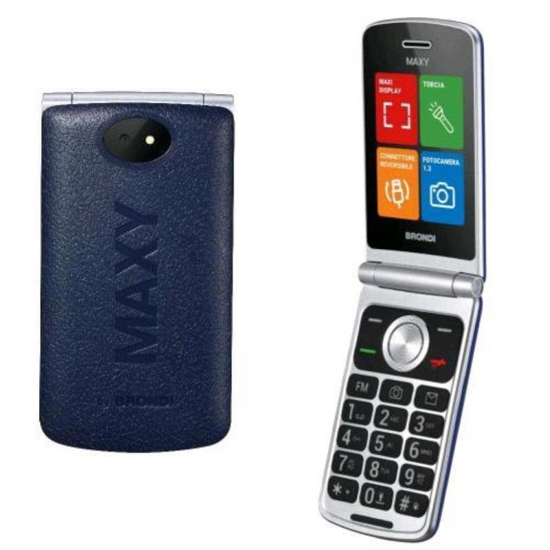 Brondi maxy dual sim 2.8 clamshell flip attivo tasti retroilluminati memorie dirette da 2 a 9 chiamata rapida italia dark blue