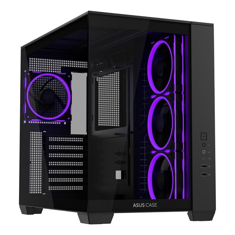 Asustek cabinet atx midi tower asus a32 plus tg argb black atx 2x3,5 o 3x2,5-bay 7xslot-esp. no-alim. 285x410x435mm f90dc00s0-b19000
