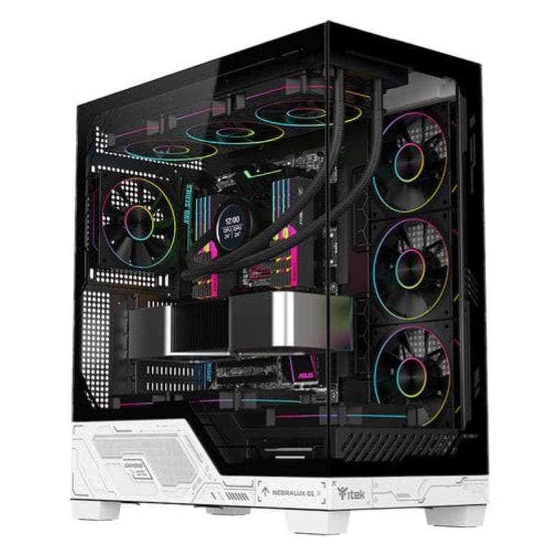Itek case nebralux 01 gaming tower atx 4x12cm argb fan 2xusb3 type-c temp glass side front pa