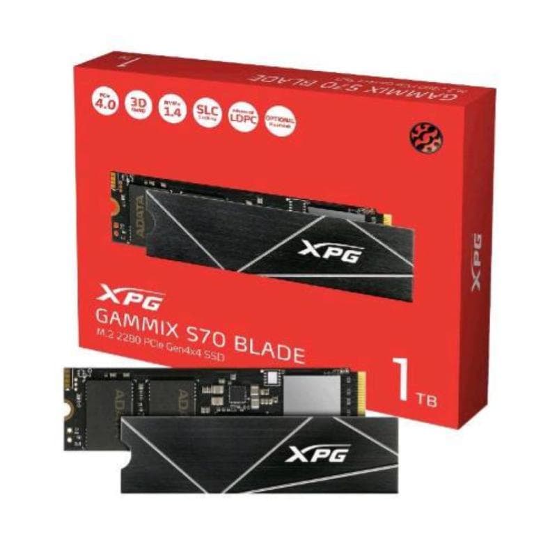 Adata xpg gammix s70 blade ssd 1.000gb m.2 2280 nvme pcie 4x4 3d nand ldpc 256 bit