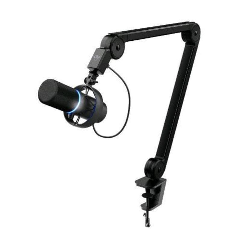Trust gxt 255+ onyx microfono professionale con braccio pattern cardioide filtro pop led microfono usb per podcasting streaming registrazione broadcasting black