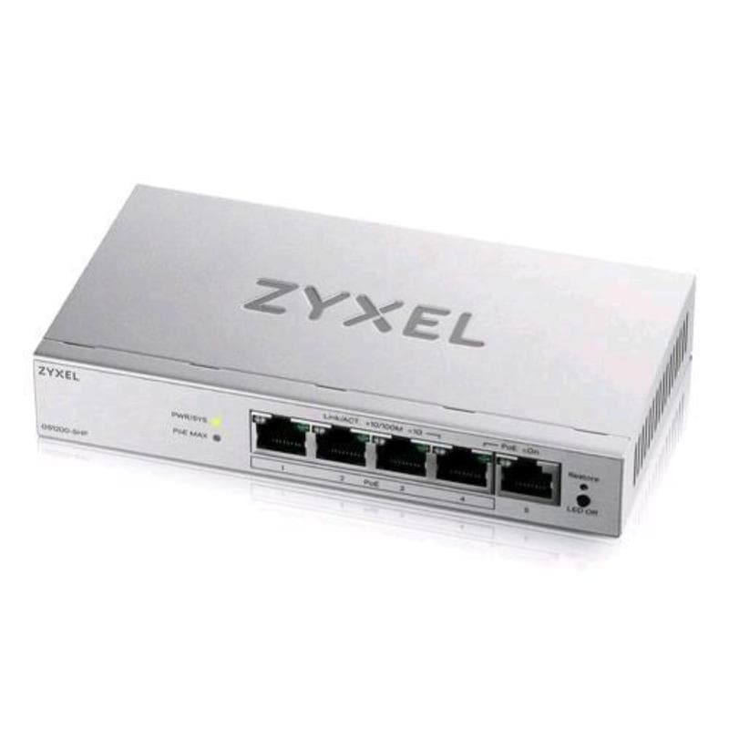 Zyxel gs1200-5hpv3-eu0101f switch smart 5 porte gestito 5 x 10/100/1000 poe+ 68w desktop grigio