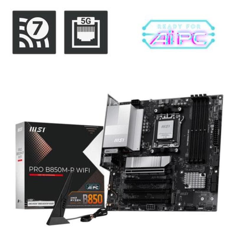 Msi mb b850m-p wifi,b850,am5,4ddr5,1pci-ex16,3pci-ex1,3m.2,4sata3,3usb10g(1a+2c),6usb5g(6a)