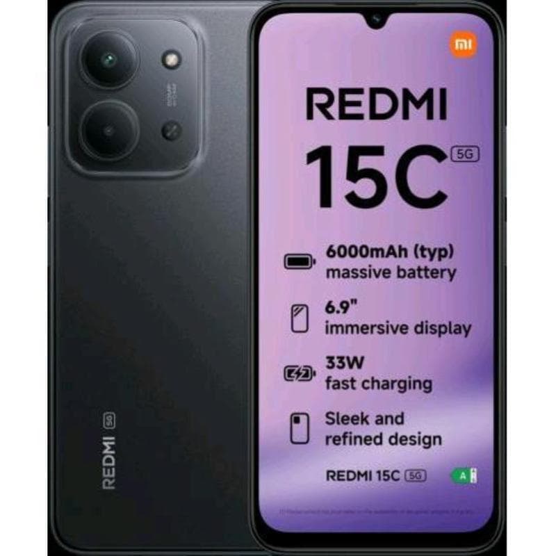 Xiaomi redmi 15c 5g dual sim 6.9 octa core 128gb ram 4gb 5g italia midnight black