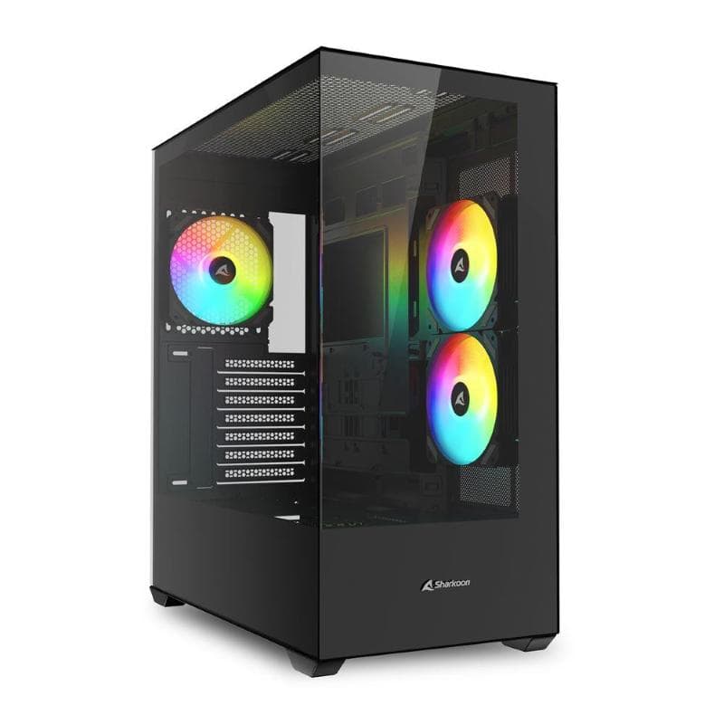Sharkoon case sk6 atx 2xu3, vetro temperato, trrs, 2xtg, 3x120 argb