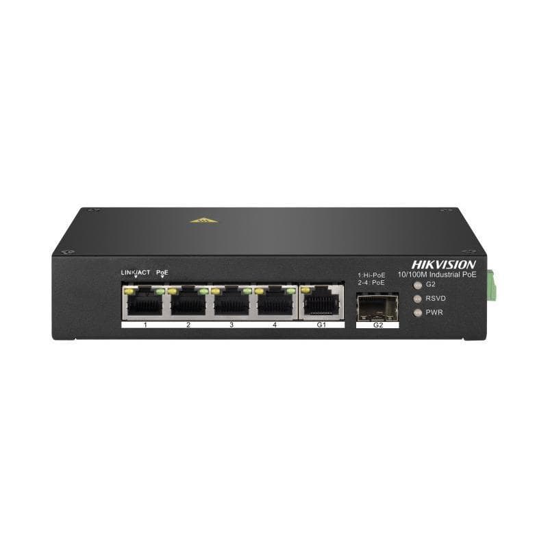 Switch industriale 4p 10/100m poe 1p gigabits rj45 1p gigabit sfp uplink hikvision ds-3t0306hp unmanaged l2