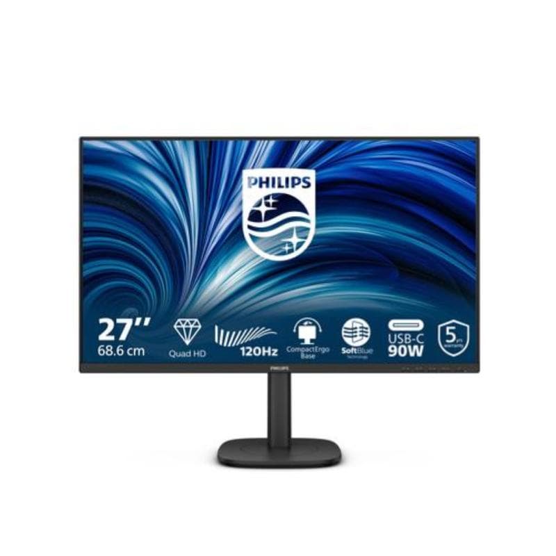 Philips monitor 27 led ips qhd 16:9 4ms 350 cdm 120hz, pivot, vga/dp/hdmi, usb-c, multimediale