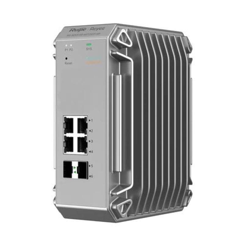 Reyee cloud industrial switch l2 full managed ip40. 4x1ge poe+ power budget 120w 2xsfp