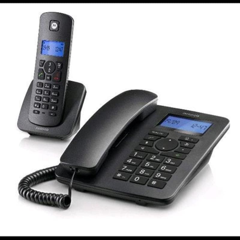 Motorola c4201 combo telefono da tavolo + 1 cordless dect nero