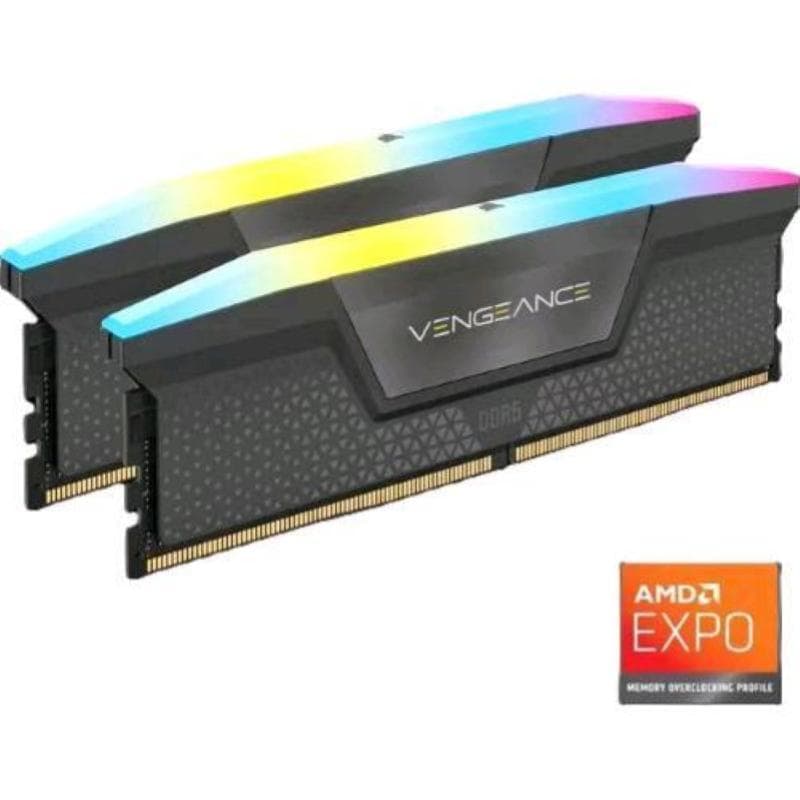 Corsair vengeance rgb 16gb 2 x 8gb ddr5 6.000mhz xmp amd expo cl36 dimm grey