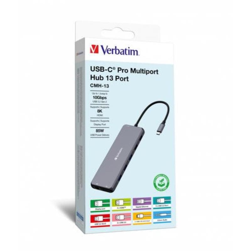 Verbatim docking station usb-c pro multiport hub 13 in 1 8k pd 85w