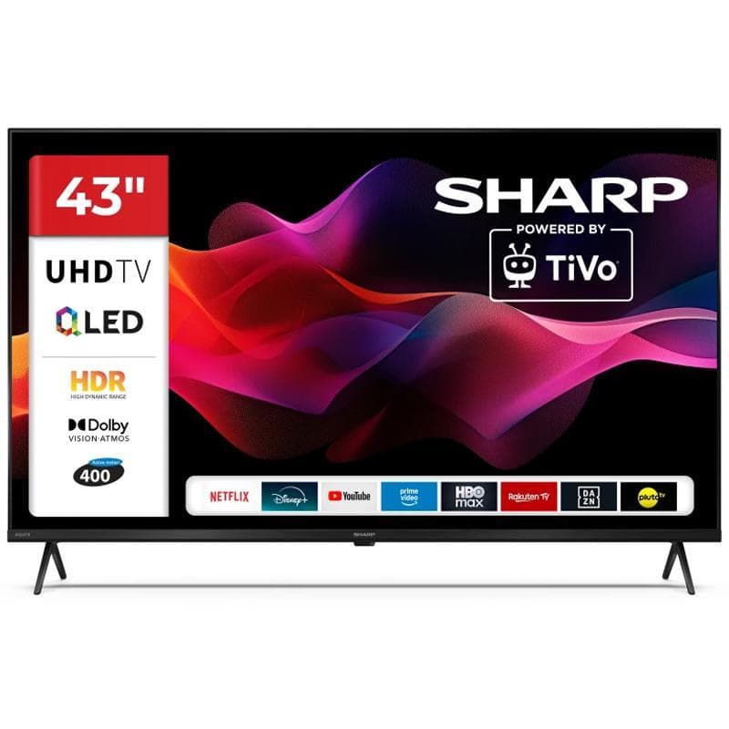 Sharp 43hm5245e - 43 smart tv qled 4k - tivo os - frameless - hdr - audio harman kardon - it