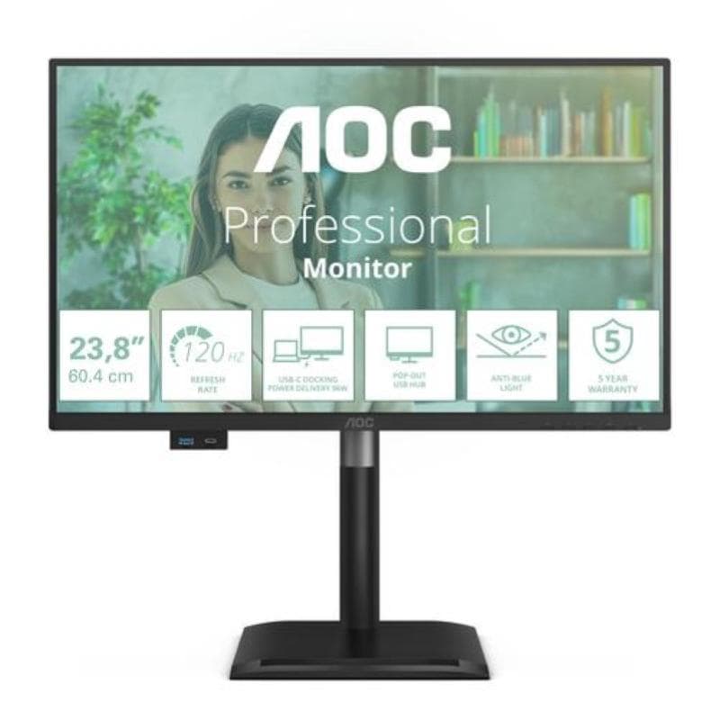 Aoc monitor 23,8 led ips fhd 16:9 120hz, reg altezza, usb-c