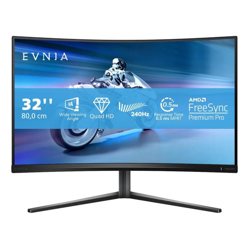 Philips monitor gaming curvo 32 led va 16:9 qhd 0.5ms 500 cdm 240hz usb-c altezza dp/hdmi