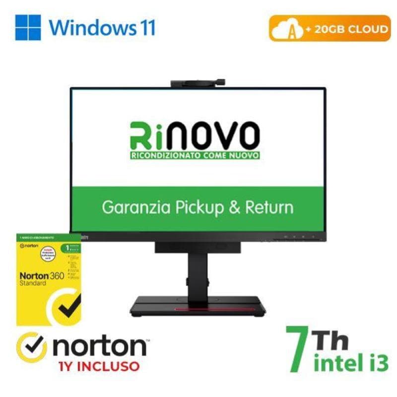 Pc lenovo tiny in one m710q intel core i3-7gen. 8/256gb + norton antivirus + 20 gb cloud (rn89422312)