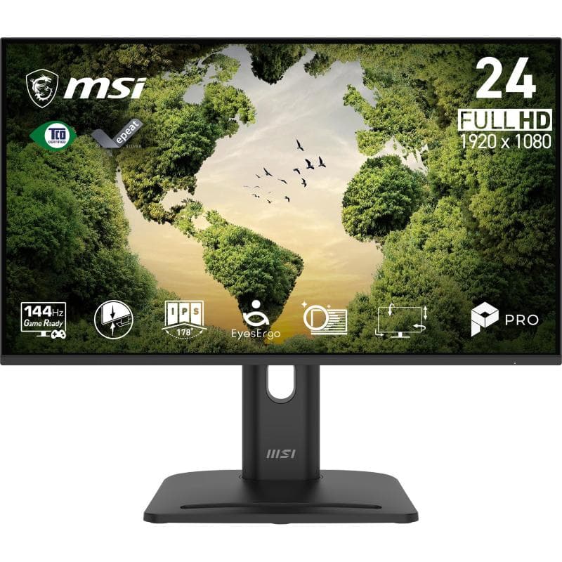 Monitor msi pro mp245pgn e14 23.8 ips ag fhd 16:9 mm 1500:1 1ms 144hz vga hdmi dp reg.alt. pivot vesa black fino:30/04