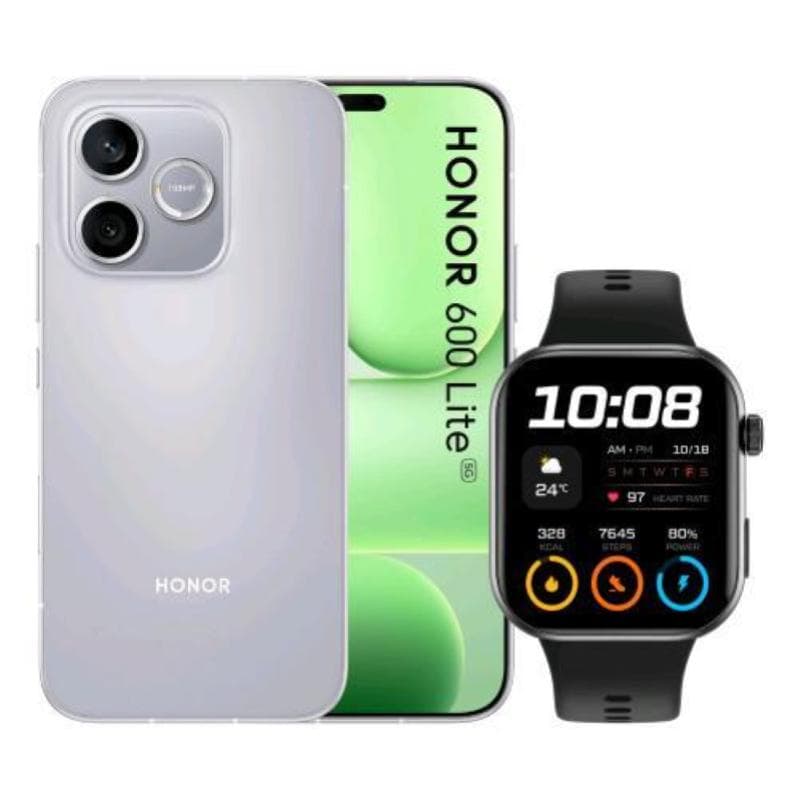 Honor 600 lite 5g dual sim 6.6 octa core 256gb ram 8gb 5g italia velvet grey + watch 2i smarwatch black